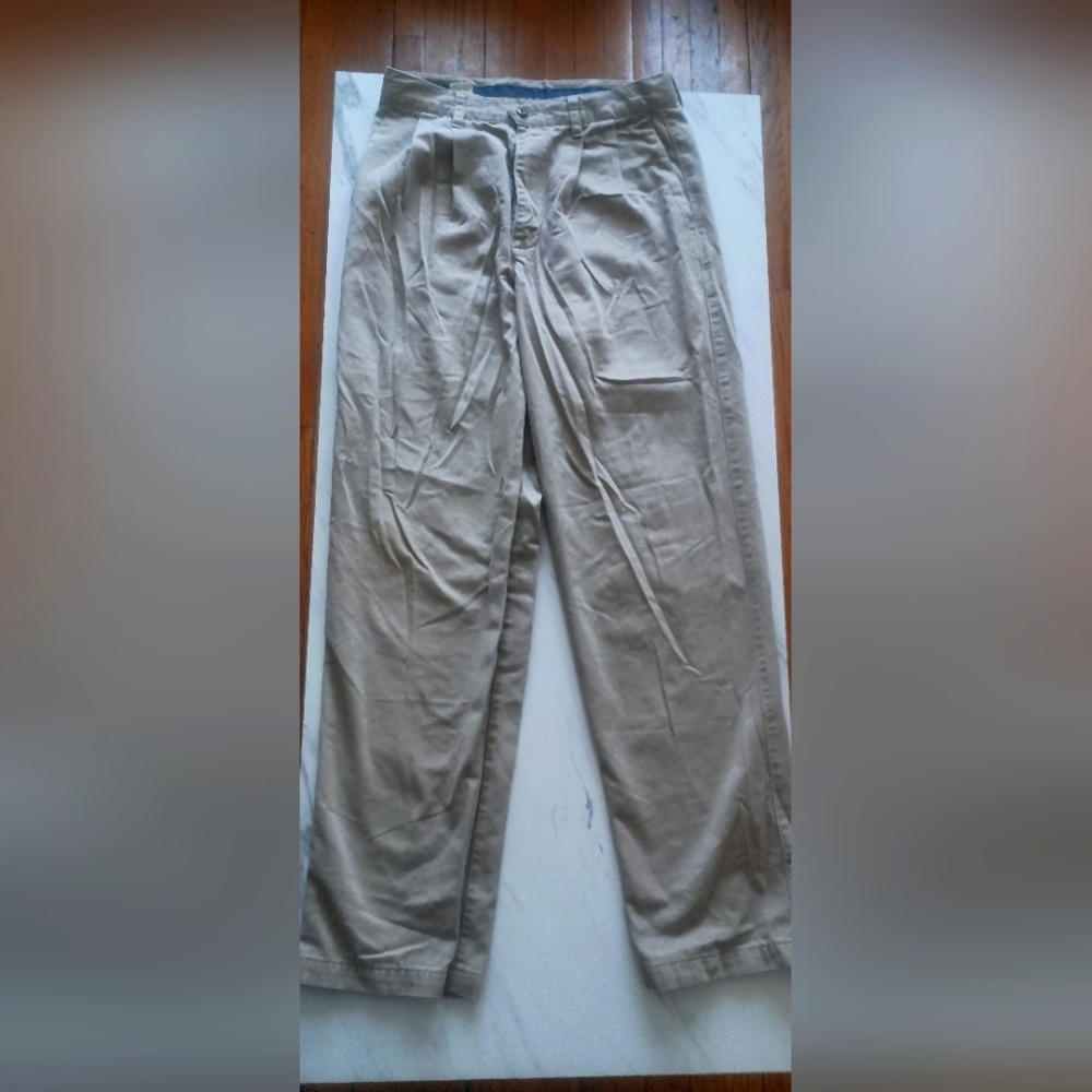 ⭐ Docker's Twill Khakis No Wrinkle Non pleated slacks tan 31W x 34L ⭐